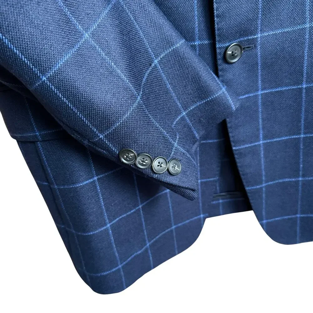 Jack Spade Silk Virgin Wool Windowpane Blazer 42R Lanificio di Pray